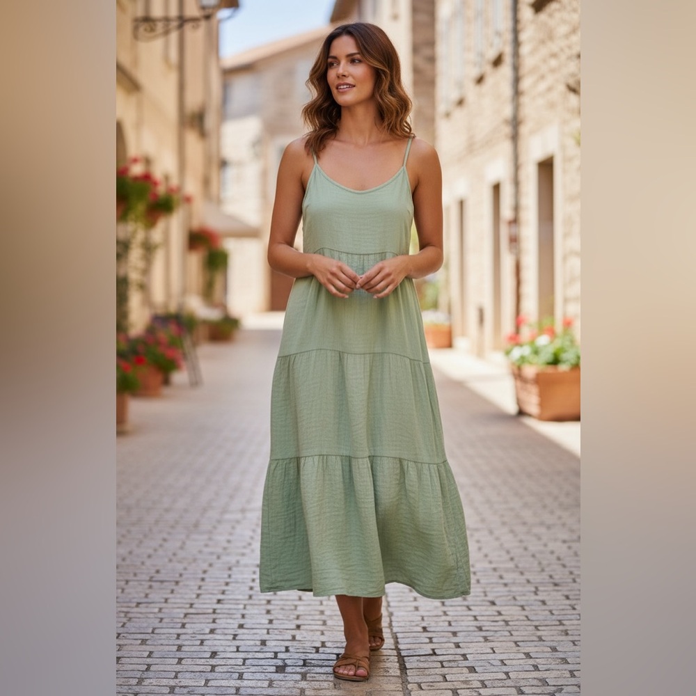 NWOT Chris and Carol Green Maxi Dress